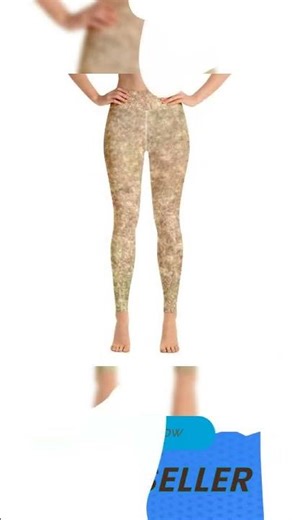 Beige High-Waisted Yoga Leggings: Comfy Workout Pants, UPF 50