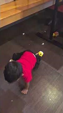 Playing under table at restaurant #twinmoments #cutebaby