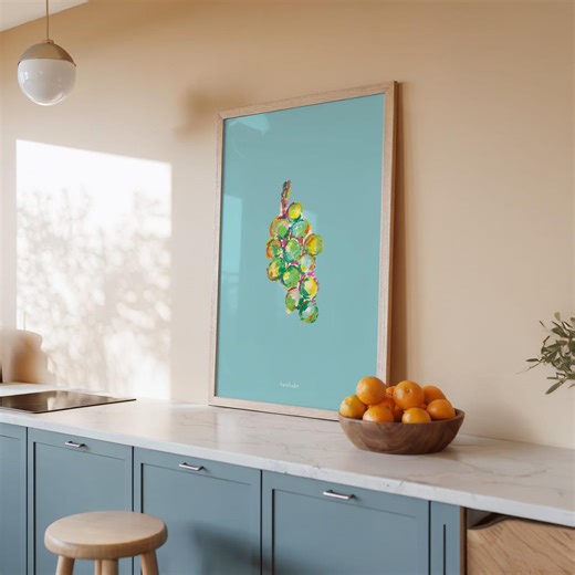 Hand Drawn Oil Pastel Grapes Art Print, Vibrant Kitchen Wall Decor (digital Download) - Etsy