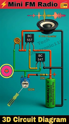 Mini FM Radio Circuit Diagram📻 How toMake an FM Radio at Home⚡#diy #usatech #shortsfeed #electrica