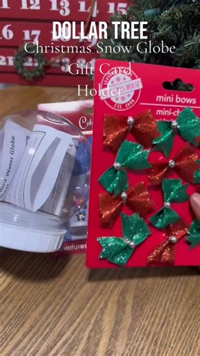 Chay on Instagram: "Old video, but still a good idea. I made this snow globe gift card holder using Dollar Tree items to make a gift card feel a little more special. ❄️🎁 got this idea from the Creative Kids Corner on instagram! #GiftCardIdeas #DollarTreeDIY #HolidayDIY #ChristmasGifts"