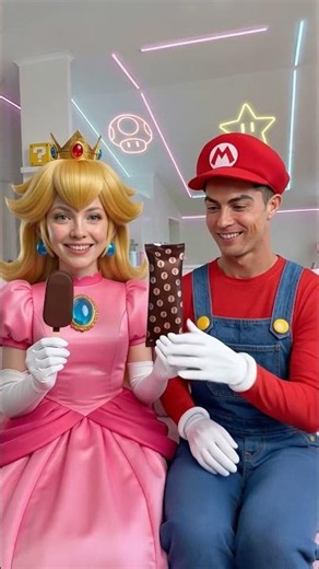 Her ice cream turned out to be nothing like what Princess Peach expected 😂 #mario #football #Ronaldo