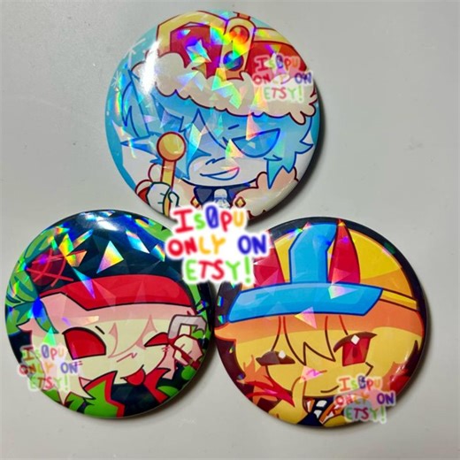 RBLX Blocktales Holographic Pins || 2.28” || Griefer, Cruel King, Builderman - Etsy