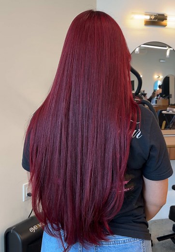 from dark brown hair to a vibrant red, this client came in with virgin hair wanting to go a red with a bit of violet #orangecountyhairstylist #ocsalon #hairinspo #hairtok #transformation @Schwarzkopf Professional @Bio Ionic @framar @Olivia Garden International