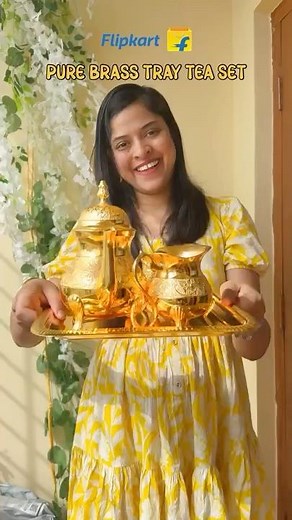 Pure brass tea tray set from Flipkart