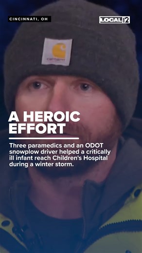 Three paramedics and an Ohio Department of Transportation snowplow driver helped ensure a critically ill infant reached Cincinnati Children’s Hospital last Sunday as a winter storm worsened road conditions: https://bit.ly/4khCfBs | LOCAL 12, WKRC-TV