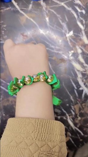 ​DIY Ribbon & Bead Bracelet 💚✨#imaginativeartandcraft #trending #subscribe