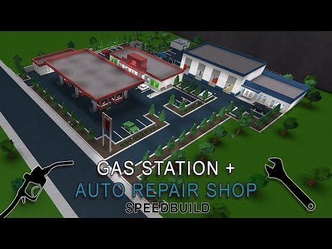 Roblox Bloxburg | Gas Station + Auto Repair Shop Speedbuild