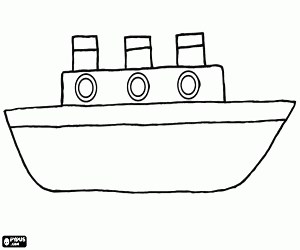 A cargo ship, a child design coloring page printable game