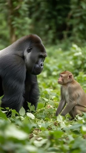 Gorilla vs Monkey in the forest #animals #lion #wildlife #animalplanet #animalworld #bigcatswildlife