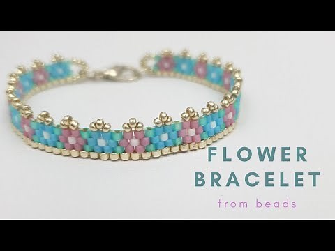 How to make a beaded daisy bracelet❀ Easy beaded bracelet for beginners ❀ Peyote stitch tutorial
