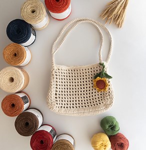 Cotton Macrame Shoulder Bag: Crochet Handbag With Sunflower Charm - Etsy Canada