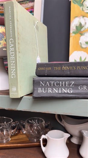 FIRST EDITION of Martha Stewart’s now classic coffee table book, Gardening. It is missing the dust jacket, and there is some slight discoloration on the cover. But y’all…first edition. And this book is telling me it needs to leave the shop and live on MY coffee table. Buy it and help me out. Did I ever tell you about when I met Martha in person? That may need to be a reel in itself! Anyway, this FIRST EDITION is listed at $25 firm in my booth at Bless This Mess Vintage Market in Vidalia, LA. Can