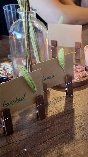 Easy DIY Place Card Holders | No Glue Paper & Wooden Clip Craft#TableDecor #WeddingDecor#TableSetup