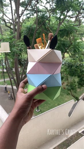 Karthi’s Craft on Instagram: "Pen/ Brush Holder #diy #diycrafts #penholder #tutorialtamil #karthiscraft"