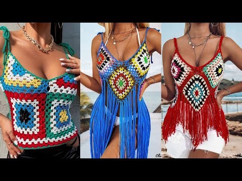 Most beautiful & Creative Granny Square Afghan square Free Crochet handmade Blouses patterns