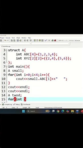 C++ Struct with 1D & 2D Arrays Explained | Short & Simple Program