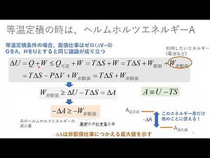 物理化学（熱力学） 6 ヘルムホルツエネルギーA