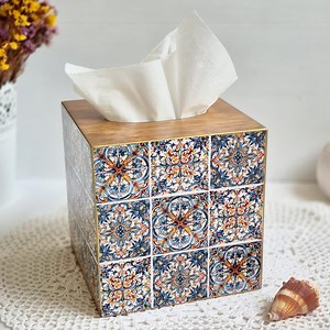 Wooden Tissue Box Cover, Portuguese Tile Design, Handmade Square Tissue Box Holder Napkin Holder, Decorative Box for Napkin - Etsy