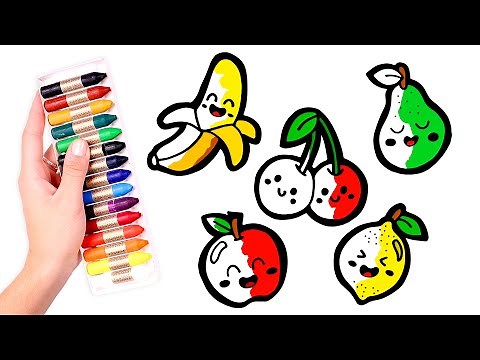 Dibuja y Colorea FRUTAS KAWAII 🍒🍌🍓 Dibujos para niños