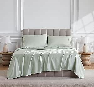 Linen Closet Luxury Cotton 1000 Thread Count Egyptian Cotton 4-Piece Sheet Set, Queen, Light Green