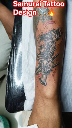 Samurai Tattoo Design ⚔️🔥 | Powerful Warrior Ink #shorts