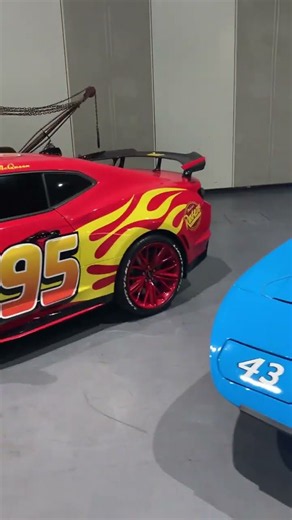Lighting McQueen and Dinoco car at the San Diego Car Show #carshow #sandiego #cars #mater
