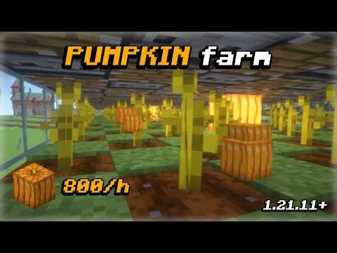 MINECRAFT 1.21.11 - Automatic Pumpkin Farm Tutorial - 800 per hour -