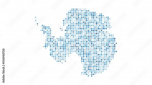 Antarctica dotted digital map. Map of Antarctica with pulsating colored circles. Shape of the country filled with blue disks. Creative video. Stock Video