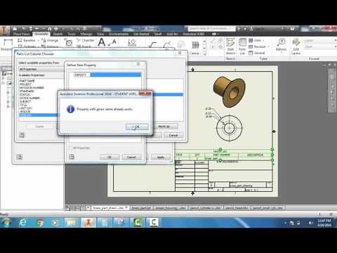 6.5 Editing and Creating a Parts List in Autodesk