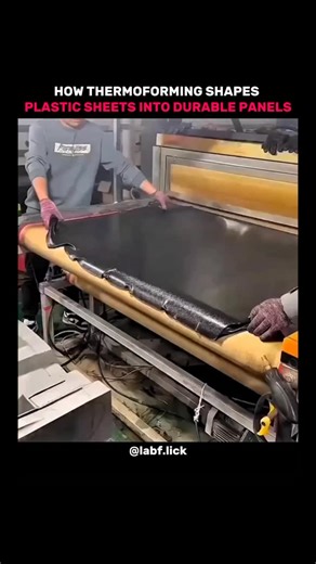 LabfLick on Instagram: "The process starts with a flat plastic sheet clamped in place and heated until it softens. Once it reaches the forming temperature, usually between 160 °C and 200 °C for ABS and polypropylene, the sheet becomes flexible. A mold then pulls the sheet into shape using vacuum or pressure, locking in details and structure. As it cools, the plastic hardens into a strong and durable part. This method is used in automotive panels, storage cases, and industrial housings. You are w