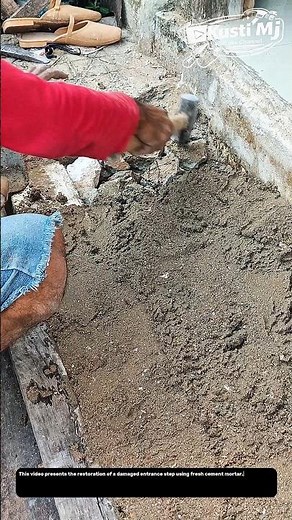 Step Base Restoration, Compacting and Finishing Fresh Cement by Hand.