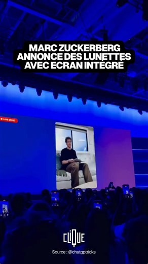 Mark Zuckerberg a dévoilé les lunettes connectées Meta Ray-Ban Display au Meta Connect 25, dotées d’un écran intégré pour les applications, les notifications, la géolocalisation et la traduction en temps réel. | Clique