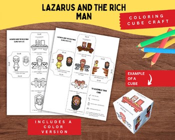 Lazarus and the Rich Man Bible Coloring Cube | Luke 16 Parable Craft for Kids