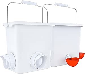 Large Automatic Chicken Feeder and Waterer Set Hanging Chicken Water Feeder Poultry Feed Bucket