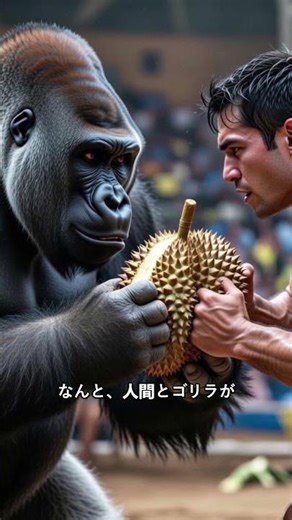 人間とゴリラの対決 #人間とゴリラ #AI作品