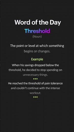 What is the Meaning of Threshold? #english #wordoftheday #englishlanguage