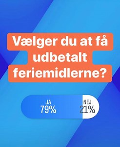 Vi har spurgt, om I vælger at få udbetalt feriemidlerne - lige nu svarer næsten 80% "JA" ✔️ Har du gode ideer til, hvad man kan pengene til?🤔💸 | TV 2/Bornholm