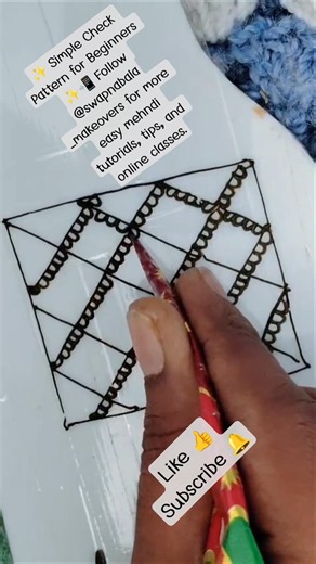 ✨ Simple Check Pattern for Beginners ✨#mehndi #swapnabalamakeovers