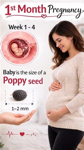 1st Month Pregnancy Baby Size | Week 1–4 Symptoms & Early Development 🤰