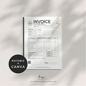 Electrical Contractor Invoice Template, Construction Invoice Template, Contractor Receipt Canva Template, Job Estimate Template Editable - Etsy