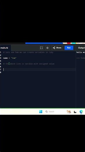 Variables in Ruby Explained 🔥 | Ruby Basics |#shorts #ytshorts #youtubeshorts
