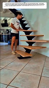 Floating Zig-Zag Staircase — Wood Treads + Steel Frame!