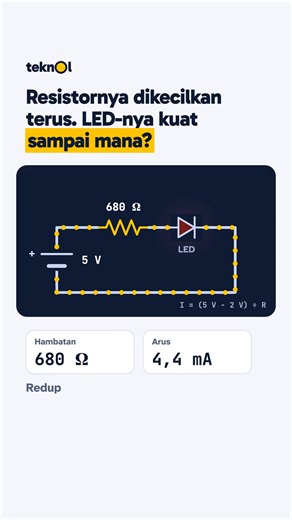 Mengukur Seberapa Kuat LED Saat Resistornya Diperkecil