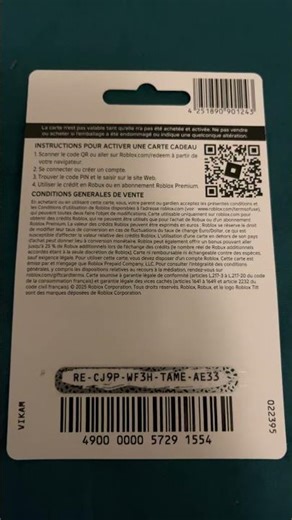 CARTE ROBLOX GRATUITE