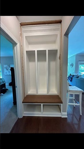 Coat Closet Turned Custom Mudroom with Bench, Lockers & Storage