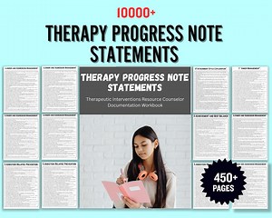 10000 Therapy Progress Note Statements | Therapeutic Interventions Resource Counselor Documentation Workbook - Etsy