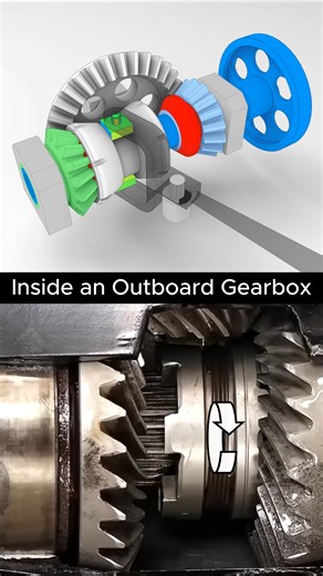 How an Outboard Lower Unit Works ⚙️🚤 #manufacturing #3ddesign #productdesign #automation #mechanism #machine #engineering #mechanical #mechanic | Breno Cruz