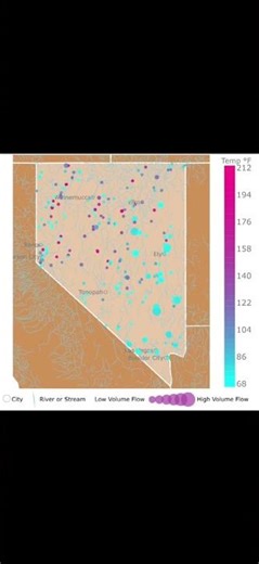 Temperature of hot springs in Nevada