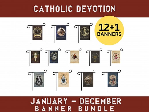 Catholic Devotional Flags / Banner, Complete Year, January - December, Roman Catholic Flag Bundle, Catholic Devotion -catholic Garden Banner - Etsy